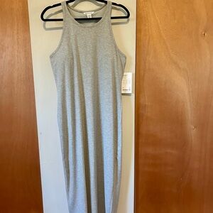 Athleta Gray Signature Rib Maxi Dress with built-in bra; sz XL - brand new!